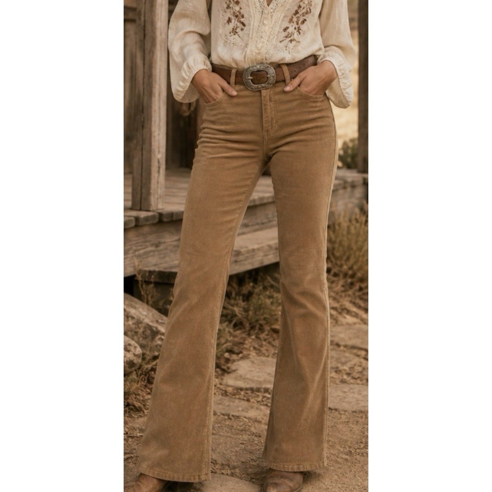Hybrid Co Womens Flare Boot Corduroy Pants Size 36 x 31 Camel Western Barn Chore